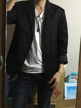 「Calvin Klein（カルバン・クライン）のアイテム（ライダースジャケット）」を使った、non-U sheiksさん（メンズ・175cm）の秋コーディネート