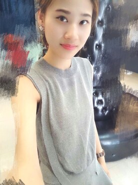「套装のアイテム（タンクトップ、グレー系）」を使った、XmengQ-さん（レディース・171cm）の冬コーディネート