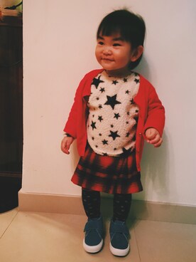 「SUPERGA（スペルガ）のアイテム（ブーツ）」を使った、Frankie Lam SKさん（キッズ・80cm）の冬コーディネート