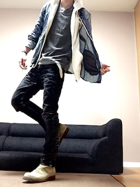 「YEVS（イーブス）のアイテム（パーカー）」を使った、chan☆takuさん（メンズ・173cm）の冬コーディネート