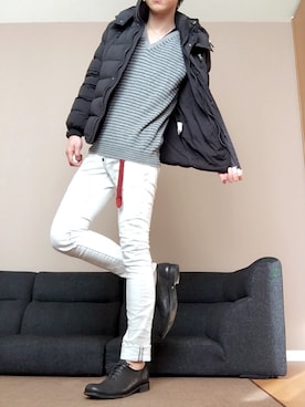 「ISAMU KATAYAMA BACKLASH（イサムカタヤマバックラッシュ）のアイテム（ドレスシューズ）」を使った、chan☆takuさん（メンズ・173cm）の冬コーディネート