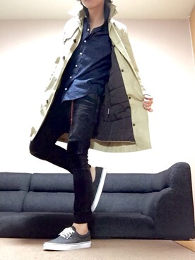 「アンクルパンツ」｜「アイテム（トレンチコート）」を使った、chan☆takuさん（メンズ・173cm）の春コーディネート