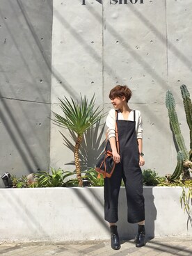 「TODAYFUL（トゥデイフル）のアイテム（サロペット/オーバーオール）」を使った、MIZUKI AMANOさん（レディース・158cm）の春コーディネート