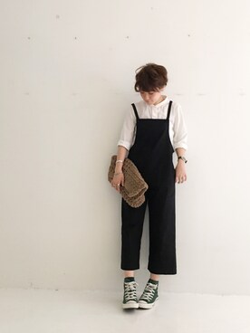 「TODAYFUL（トゥデイフル）のアイテム（サロペット/オーバーオール）」を使った、MIZUKI AMANOさん（レディース・158cm）の春コーディネート