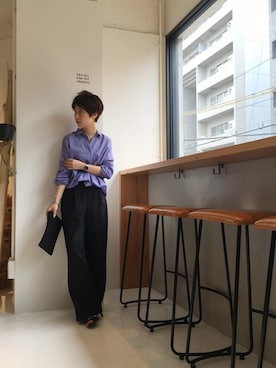 「アイテム（クラッチバッグ）」を使った、MIZUKI AMANOさん（レディース・158cm）の春コーディネート