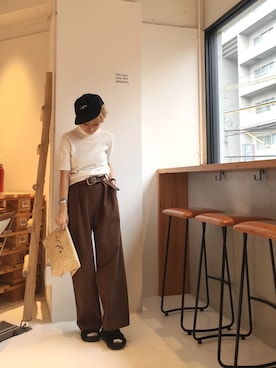 「TODAYFUL（トゥデイフル）のアイテム（帽子）」を使った、MIZUKI AMANOさん（レディース・158cm）の秋コーディネート