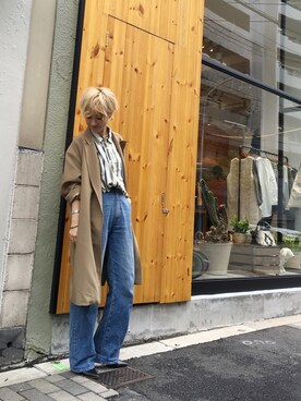 「TODAYFUL（トゥデイフル）のアイテム（チェスターコート）」を使った、MIZUKI AMANOさん（レディース・158cm）の秋コーディネート