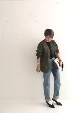 「アイテム（ミリタリージャケット）」を使った、MIZUKI AMANOさん（レディース・158cm）の秋コーディネート