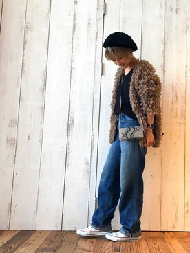 「TODAYFUL（トゥデイフル）のアイテム（ハンチング/ベレー帽）」を使った、MIZUKI AMANOさん（レディース・158cm）の冬コーディネート
