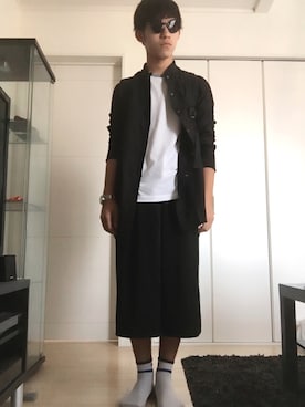 「白黒」｜「アイテム（ブルゾン）」を使った、yu-sakuさん（メンズ・169cm）の夏コーディネート