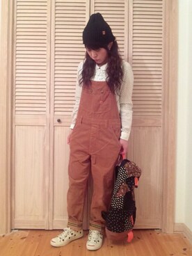 「カオリノモリ」｜「アイテム（サロペット/オーバーオール）」を使った、キラ☆キラさん（レディース・156cm）の春コーディネート