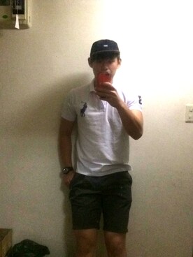 「DIESEL（ディーゼル）のアイテム（キャップ、ブラック系）」を使った、慧さん（メンズ・185cm）の夏コーディネート