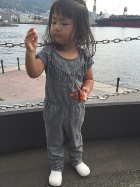 「フリンジ」｜「アイテム（オールインワン・サロペット）」を使った、lillilさん（キッズ・90cm）の秋コーディネート