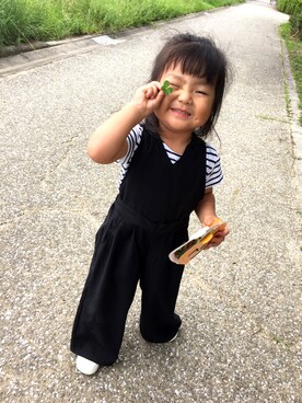 「GLOBAL WORK（グローバルワーク）のアイテム（オールインワン・サロペット）」を使った、lillilさん（キッズ・90cm）の秋コーディネート