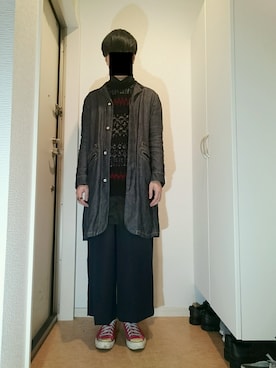 「Eatable of many orders（エタブルオブメニーオーダーズ）のアイテム」を使った、玄関暮らしさん（メンズ・172cm）の冬コーディネート
