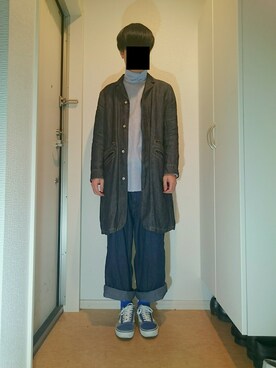 「tim.（ティム）のアイテム（トップス）」を使った、玄関暮らしさん（メンズ・172cm）の冬コーディネート