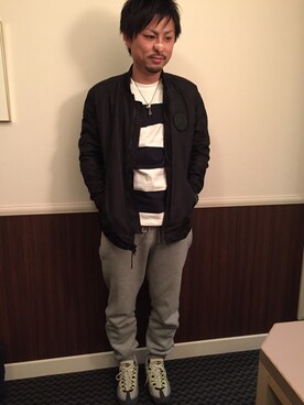 「NIKE（ナイキ）のアイテム（スタジャン、ブラック系）」を使った、kamomeさん（メンズ）の冬コーディネート