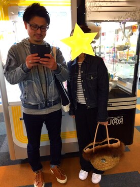「no brand（ノーブランド）のアイテム（デニムジャケット、ブルー系）」を使った、kamomeさん（メンズ）の春コーディネート