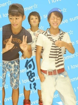 「短パンデニム（デニムパンツ、ホワイト系）」を使った、きだ   りょーたさん（メンズ・163cm）の夏コーディネート