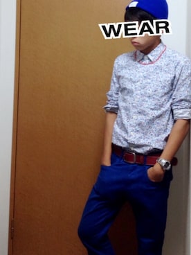 「RAGEBLUE（レイジブルー）のアイテム（シャツ/ブラウス、ホワイト系）」を使った、きだ   りょーたさん（メンズ・163cm）の秋コーディネート