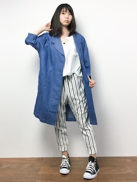 「ストライプパンツ」｜miyaseさん（レディース・165cm・10代）の春コーディネート