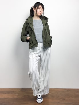 「だぼだぼ」｜「アイテム（ブルゾン）」を使った、miyaseさん（レディース・165cm）の春コーディネート