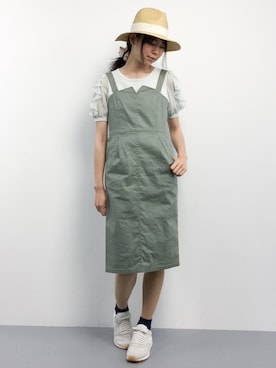 「オリーブ」｜「アイテム（ジャンパースカート）」を使った、miyaseさん（レディース・165cm）の春コーディネート