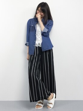 「ストライプパンツ」｜miyaseさん（レディース・165cm・10代）の春コーディネート
