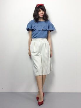 「ストライプパンツ」｜miyaseさん（レディース・165cm・10代）の夏コーディネート