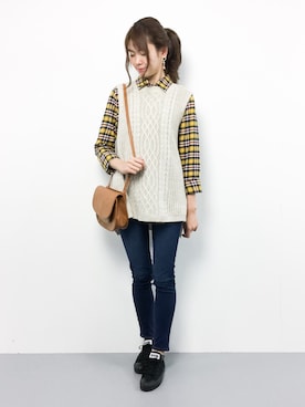 「rps（アールピーエス）のアイテム（ベスト）」を使った、miyaseさん（レディース・165cm）の秋コーディネート