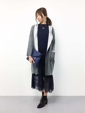 「パールアクセ」｜「アイテム（その他アウター）」を使った、miyaseさん（レディース・165cm）の秋コーディネート