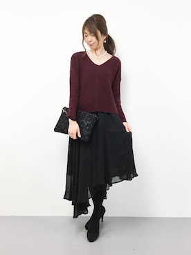 「coca（coca）（コカ）のアイテム（クラッチバッグ）」を使った、miyaseさん（レディース・165cm）の秋コーディネート