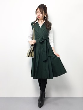 「レザーブーツ」｜「アイテム（ワンピース/ドレス）」を使った、miyaseさん（レディース・165cm）の秋コーディネート