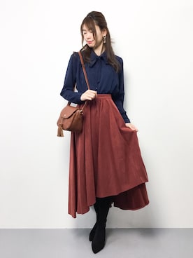 「ボウタイ」｜miyaseさん（レディース・165cm）の秋コーディネート