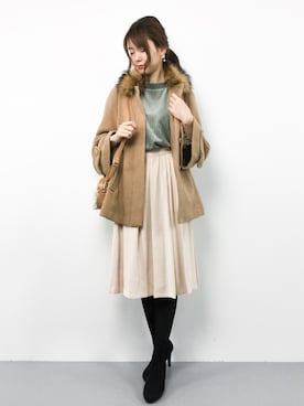 「アイテム（ポンチョ）」を使った、miyaseさん（レディース・165cm・20代）の秋コーディネート