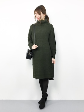 「ロングニットワンピ」｜miyaseさん（レディース・165cm）の秋コーディネート