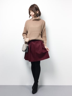 「Parfum de Charmant Fleur（パルファムドゥシャルマンフルール）のアイテム（ニット/セーター）」を使った、miyaseさん（レディース・165cm）の秋コーディネート