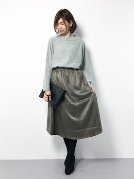 「ベロアスカート」｜「アイテム（ワンピース/ドレス）」を使った、miyaseさん（レディース・165cm）の秋コーディネート