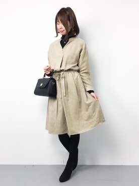 「リブタートルネック」｜「アイテム（ワンピース/ドレス）」を使った、miyaseさん（レディース・165cm）の秋コーディネート