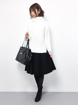 「axes femme（アクシーズファム）のアイテム（トートバッグ）」を使った、miyaseさん（レディース・165cm）の冬コーディネート