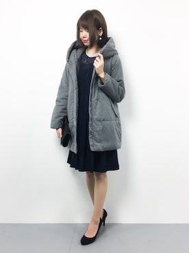 「パーティー」｜「アイテム（その他アウター）」を使った、miyaseさん（レディース・165cm）の冬コーディネート
