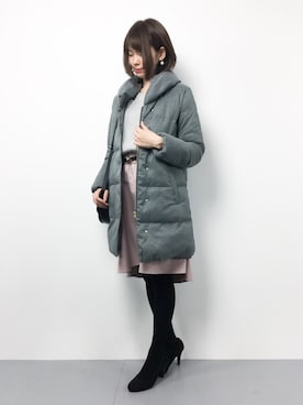 「Right-on（ライトオン）のアイテム（ダウンジャケット/コート）」を使った、miyaseさん（レディース・165cm）の冬コーディネート