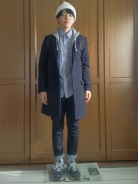 チェスターコートを使った ギンガムチェックシャツ の人気ファッションコーディネート 髪型 2ブロック Wear