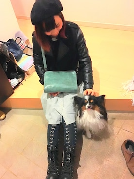 「柄タイツ」｜「アイテム（シャツワンピース）」を使った、bouxxxさん（レディース・155cm）の秋コーディネート