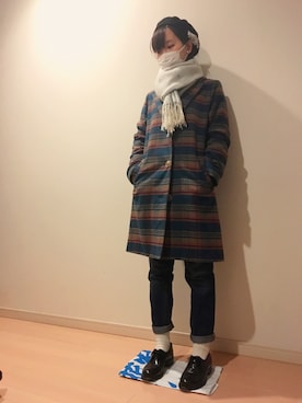 「ehka sopo（エヘカソポ）のアイテム（チェスターコート）」を使った、bouxxxさん（レディース・155cm）の冬コーディネート
