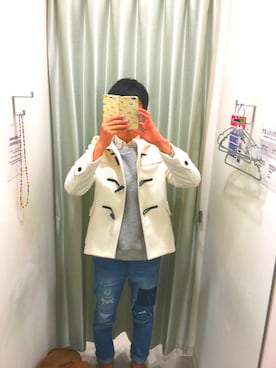 「GU（ジーユー）のアイテム（ダッフルコート）」を使った、たにさん（メンズ・171cm）の冬コーディネート