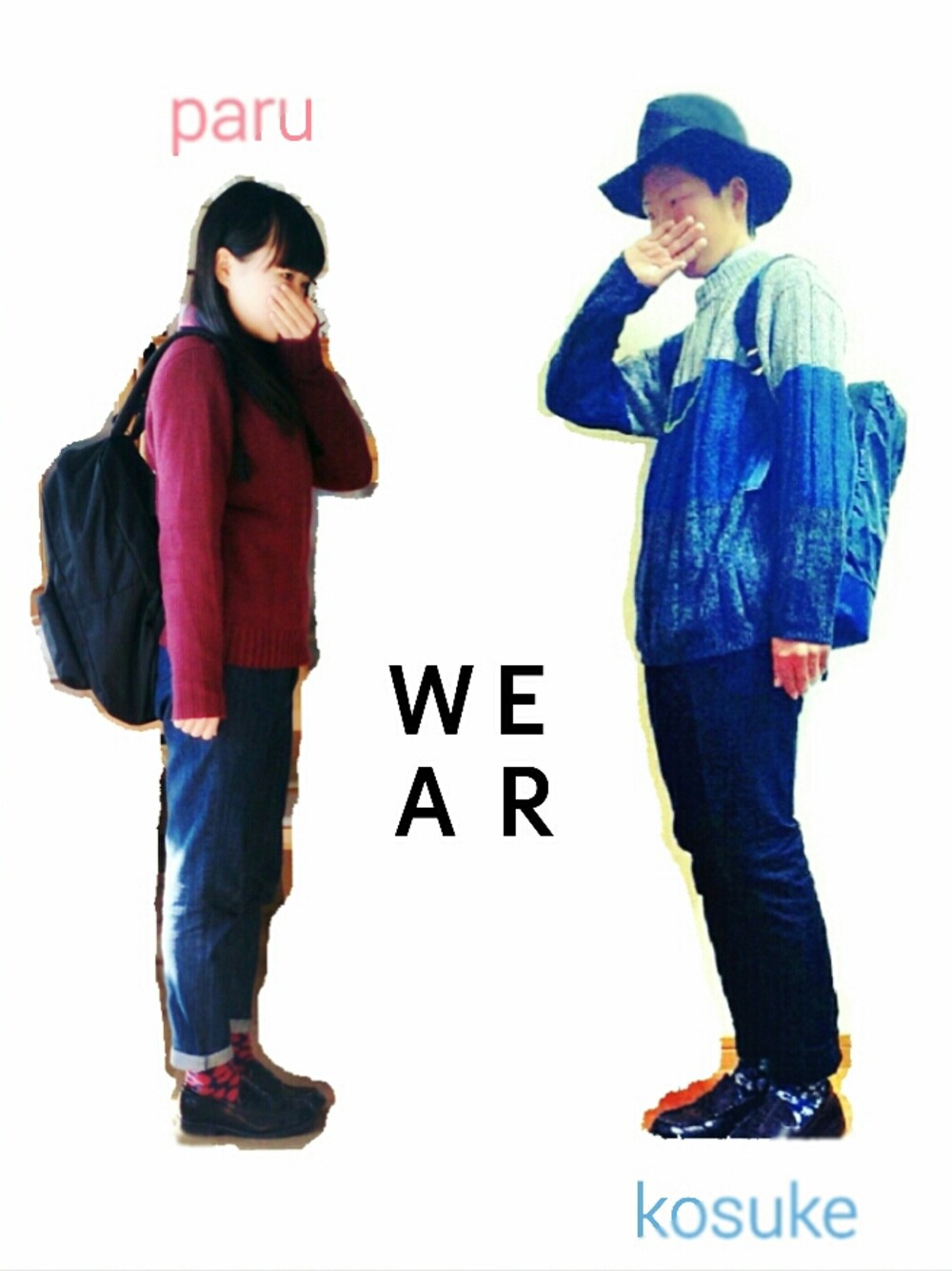 ブルー系のパンツ、ブラック系のバックパック/リュックを着用したレディースの冬コーディネートの1枚目の写真