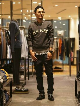 「URBAN RESEARCH（アーバンリサーチ）のアイテム（ニットキャップ/ビーニー）」を使った、takuさん（メンズ・178cm）の秋コーディネート