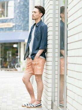 「URBAN RESEARCH（アーバンリサーチ）のアイテム（その他シューズ）」を使った、takuさん（メンズ・178cm）の夏コーディネート