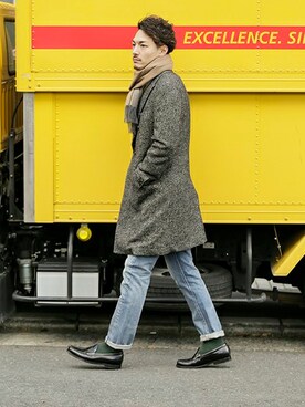 「カシミヤマフラー」｜「アイテム（その他アウター）」を使った、takuさん（メンズ・178cm）の冬コーディネート